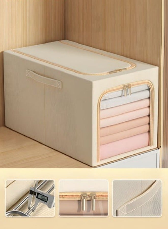 MIXDE 56L Storage Bins Clothes Storage, Foldable Metal Frame Organizer Bins Storage Bags for Clothing, Bedroom, Closet, Dorm, Quilts - Image 1