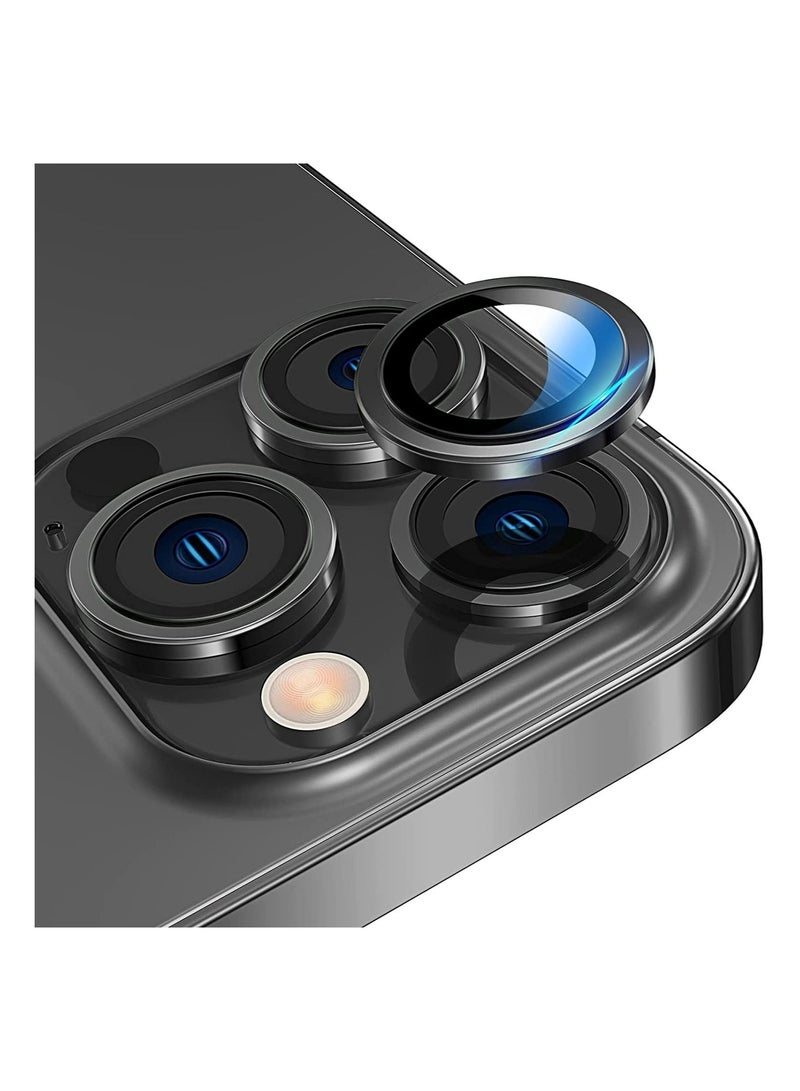Camera Lens Protector For IPhone 14 Pro Max & 14 Pro Tempered Glass Aluminum Alloy - Black - Image 1