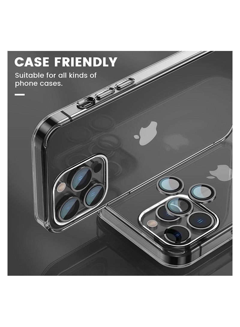 Camera Lens Protector For IPhone 14 Pro Max & 14 Pro Tempered Glass Aluminum Alloy - Black - Image 3