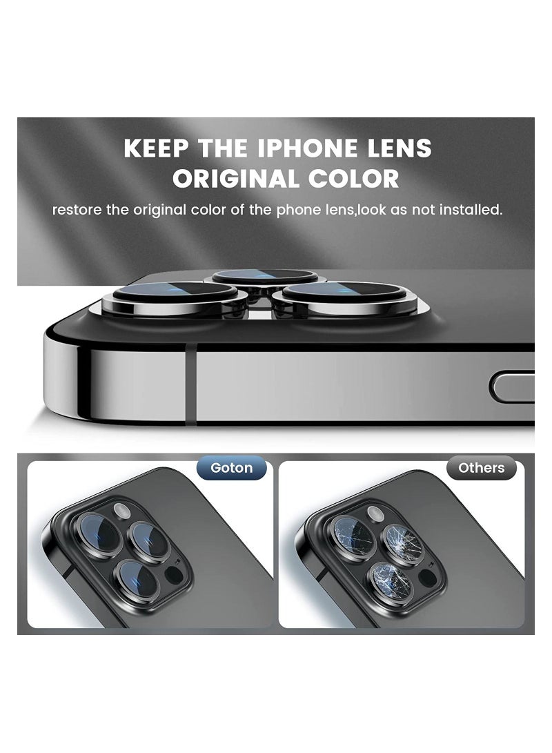 Camera Lens Protector For IPhone 14 Pro Max & 14 Pro Tempered Glass Aluminum Alloy - Black - Image 2