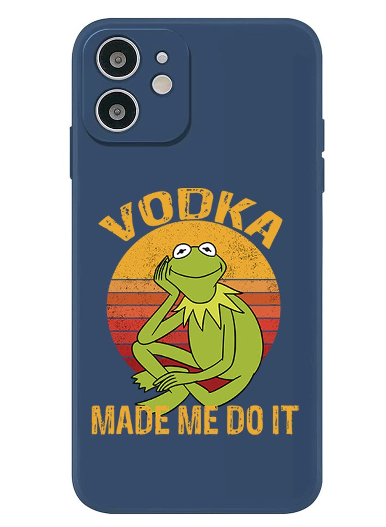 Theodor Protective Slim Fit Case Liquid Silicone Cover with Full Body Protection Anti-Scratch Shockproof Case For iPhone 12 Blue  - Vodka made me do it copy - Image 1