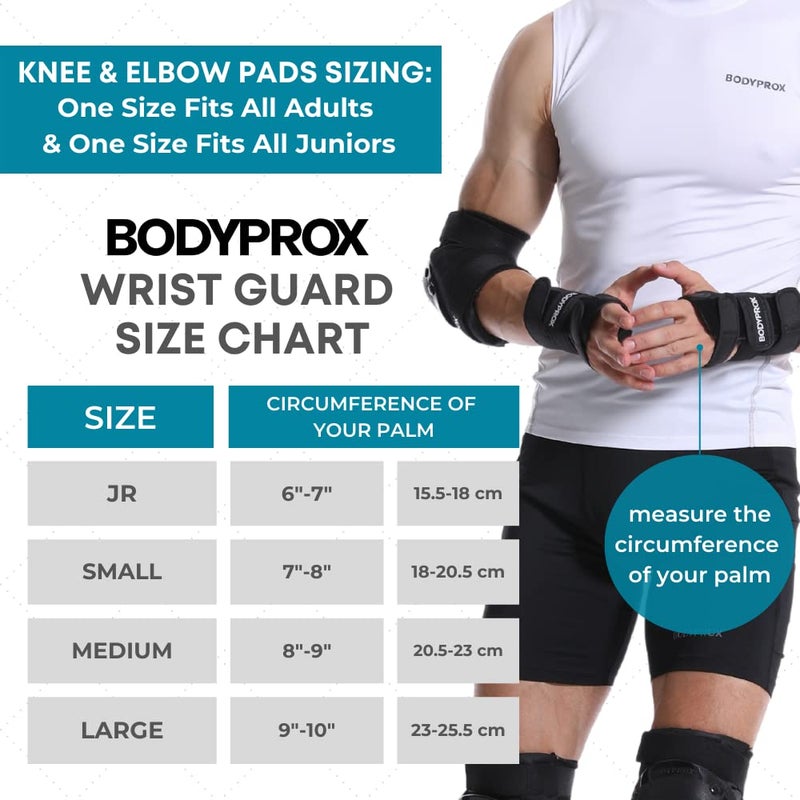 BODYPROX Knee Pads Elbow Pads Wrist Guards Set for Inline Skating, Skateboarding, Roller Derby, BMX Ride, and Rollerblading (Youth One Size) - Image 2