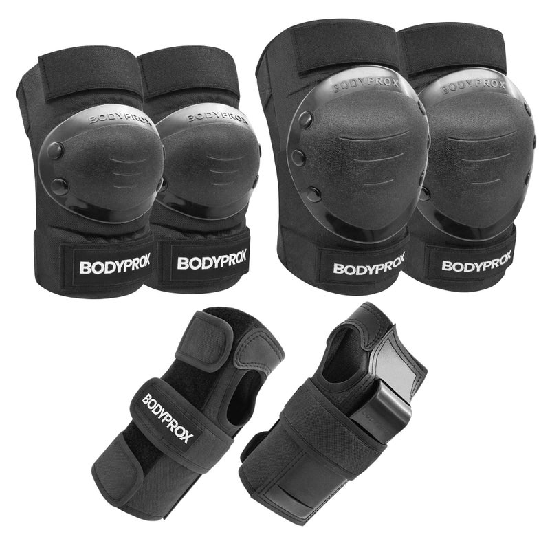 BODYPROX Knee Pads Elbow Pads Wrist Guards Set for Inline Skating, Skateboarding, Roller Derby, BMX Ride, and Rollerblading (Youth One Size) - Image 1