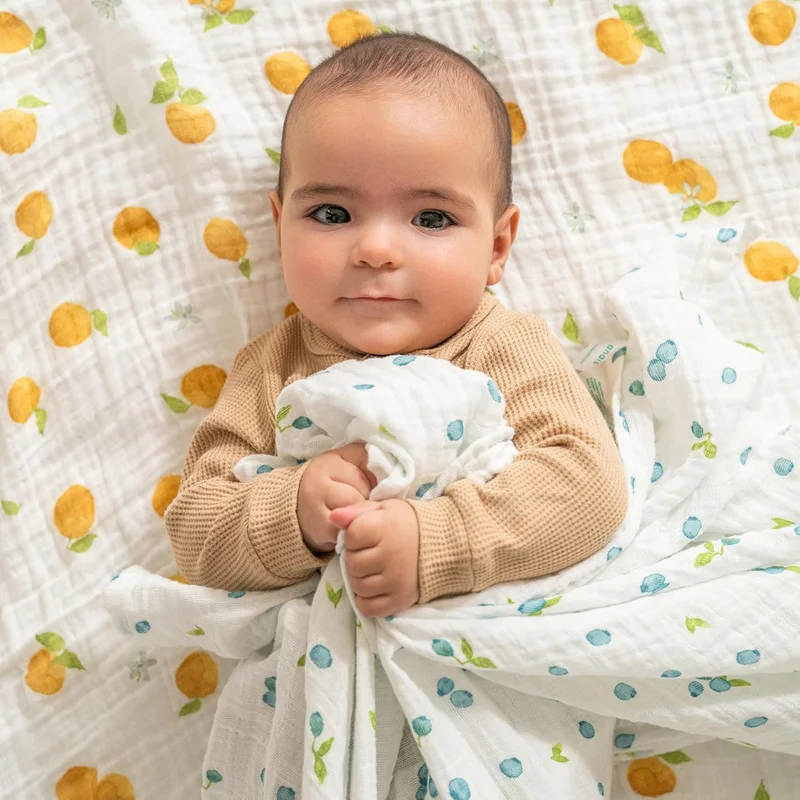 ايدن + أناي aden + anais Boutique 100% Organic Cotton Muslin Swaddle, Fresh Fruit, 4 Pack