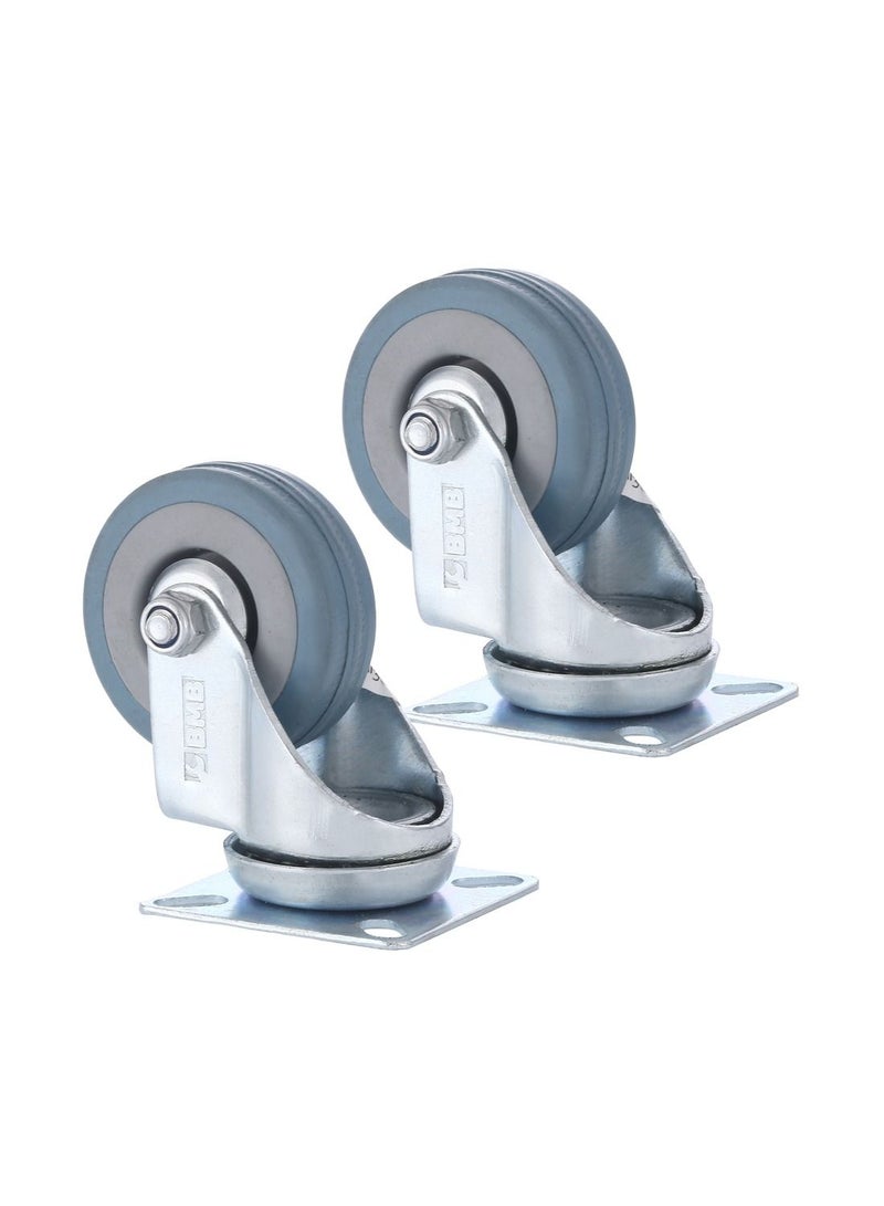BMB tools Grey Rubber Caster 2 Piece 50mm- Swivel - Plate| Industrial & Scientific|Material Handling Products|Rubber Caster| Wheel - Image 1