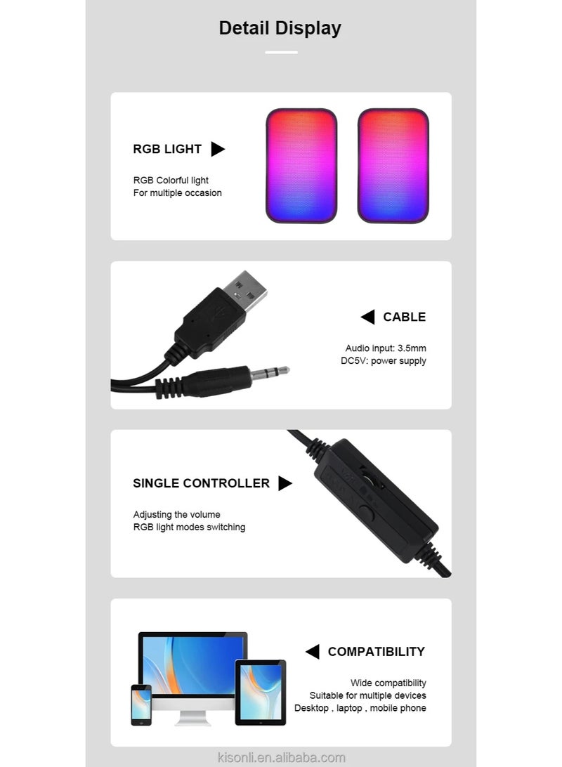 Kisonli X17 USB Wired Colorful Speaker for PC & Laptop – Powerful Sound with Stylish LED Lights - Image 2