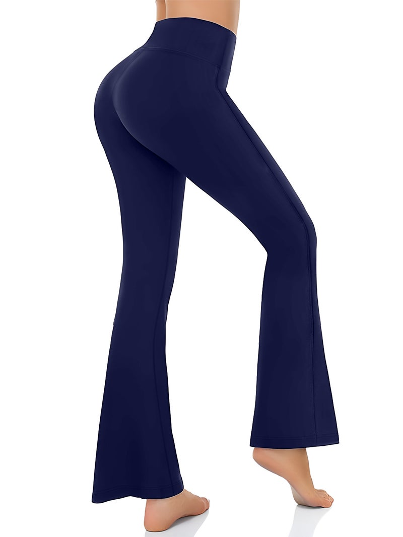 High Waist Yoga Casual Pants for plus Size Women Draping Wide Leg Bootcut Pants Tummy Control Slimming Casual Fashion Navy blue  - Image 1
