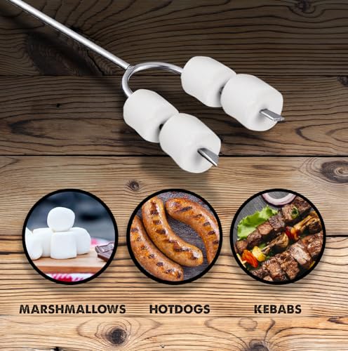 Tapirus Marshmallow Roasting Sticks | Set of 4 Extra Long Retractable Campfire Sticks | Protect Kids with Insulated Handles | Extendable Smore & Hot Dog Skewers | Heavy Duty Metal Camping Accessory - Image 2