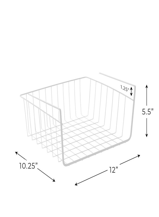 Smart Design Undershelf Storage Basket - Small - Snug Fit Arms - Steel Metal Wire - Rust Resistant Finish - Cabinet, Pantry, Shelf Organization - Kitchen (12 x 5.5 Inch) [White] - Image 3