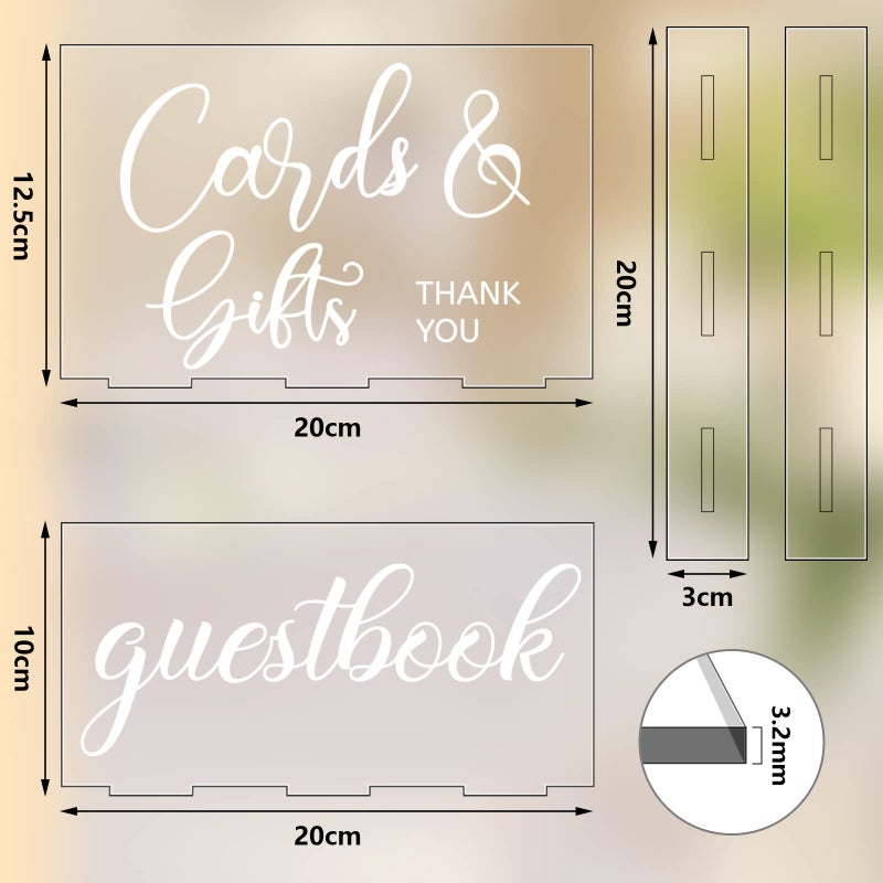 Yulejo 2 Pieces Acrylic Wedding Reception Sign Guest Book Sign Cards and Gifts Wedding Sign with Stand Rustic Farmhouse Hanging for Wedding Cabin Beach Party Home Decor  2 Styles (White Printing) - Image 2