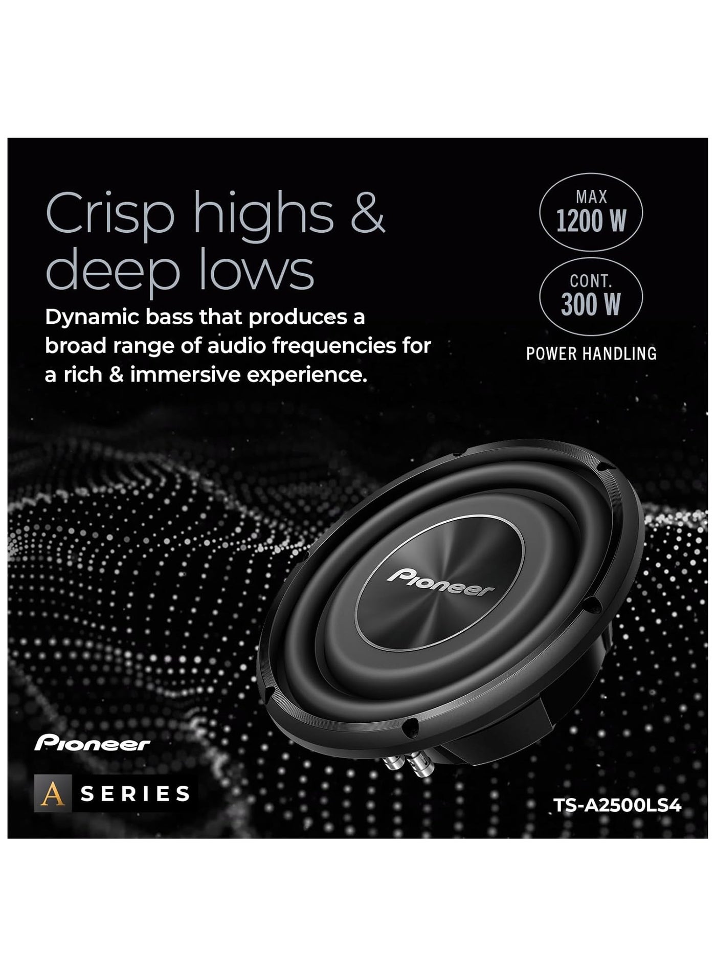 PIONEER TS-A2500LS4 1200ワット 10インチ 浅いマウント 4オーム SVC サブウーファー : パイオニア Aシリーズ TS-A2500LS4 10インチ サブ