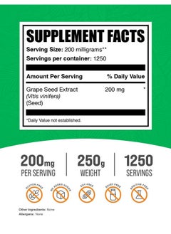 BulkSupplements BulkSupplements.com Grape Seed Extract Powder - Grape Seed Extract Supplement, Antioxidant Source - Herbal Supplement, Gluten Free, 200mg per Serving, 250g (8.8 oz) (Pack of 1)  - Image 2