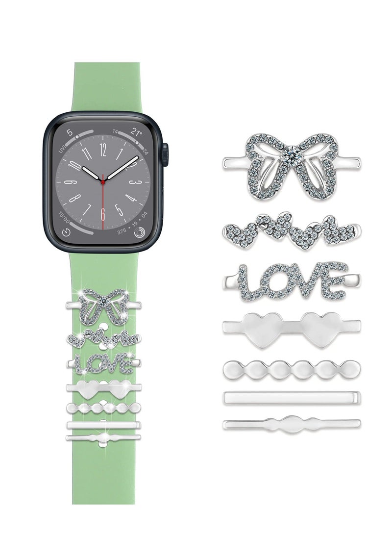 Y&D Watch Band Charms Compatible with Smart iWatch Band, Silicone Bands for 45mm 44mm 42mm 41mm 40mm 38mm Decorative Ring 7pcs (No Band) - Image 1
