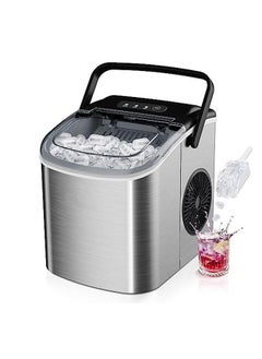 Countertop Ice Maker Machine with Handle, 26lbs in 24Hrs, 9 Ice Cubes Ready in 6 Mins, Auto-Cleaning Portable Ice Maker with Basket and Scoop, for Home/Kitchen/Camping/RV.