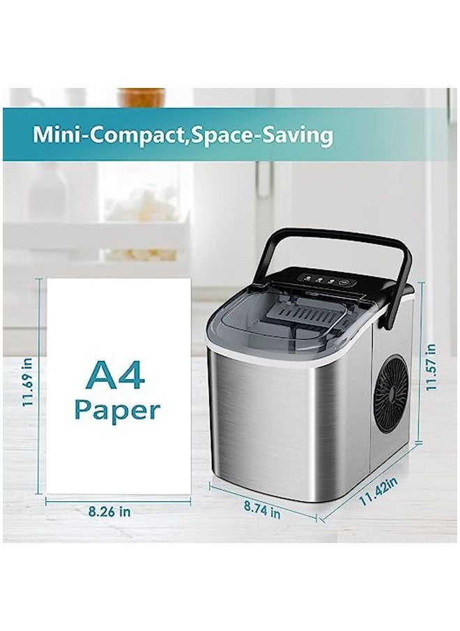 Generic - Countertop Ice Maker Machine with Handle, 26lbs in 24Hrs, 9 Ice Cubes Ready in 6 Mins, Auto-Cleaning Portable Ice Maker with Basket and Scoop, for Home/Kitchen/Camping/RV. - Image 1