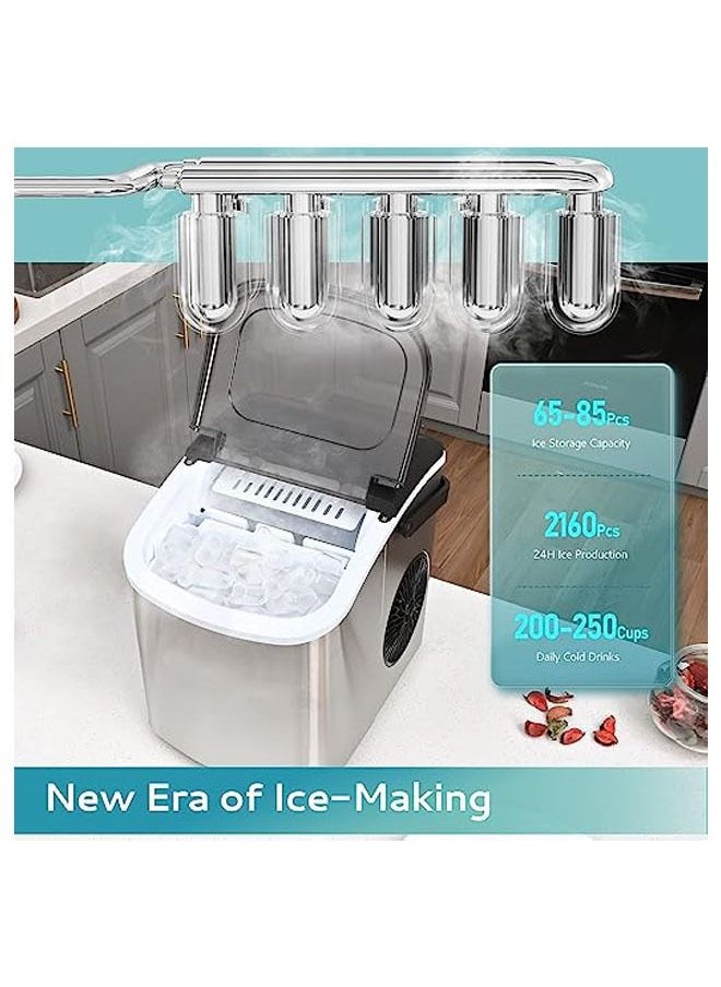 Generic - Countertop Ice Maker Machine with Handle, 26lbs in 24Hrs, 9 Ice Cubes Ready in 6 Mins, Auto-Cleaning Portable Ice Maker with Basket and Scoop, for Home/Kitchen/Camping/RV. - Image 1