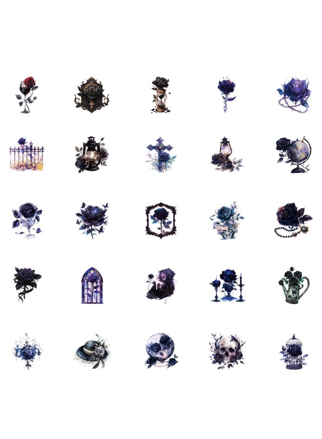 NIBEMINENT 50 Pcs Dark Rose Deco Kit Waterproof Stickers, High Definition Printing Bright Colors, Suitable for Laptop Skateboard Luggage Water Bottle Guitar DIY - Image 3