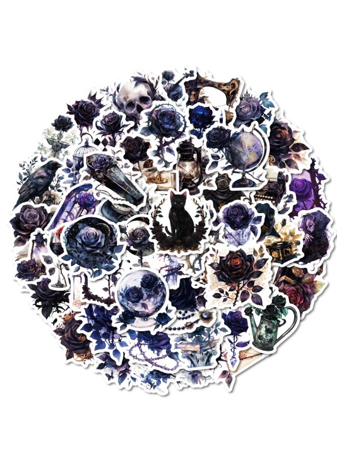 NIBEMINENT 50 Pcs Dark Rose Deco Kit Waterproof Stickers, High Definition Printing Bright Colors, Suitable for Laptop Skateboard Luggage Water Bottle Guitar DIY - Image 1