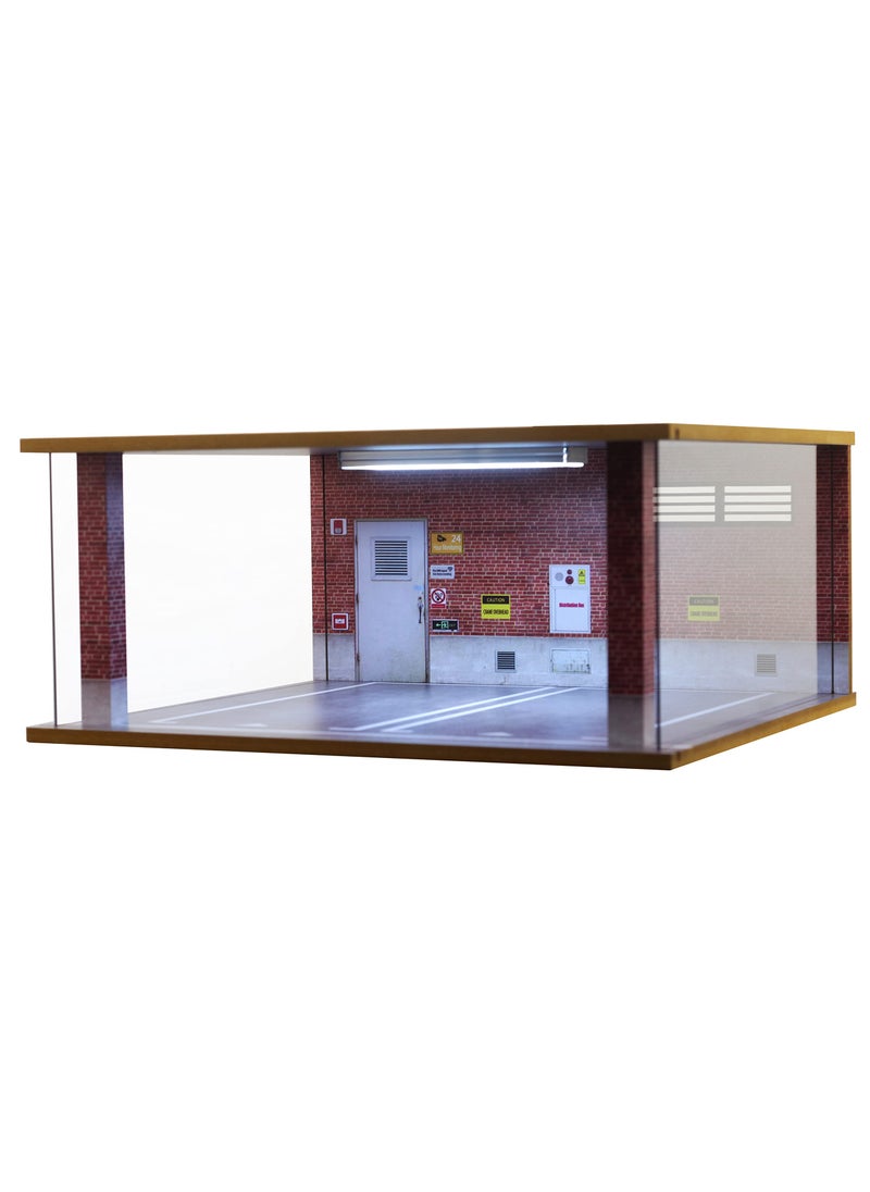 Bivitre 118 Scale Model Car Display Case  118 Car Garage Display Case with Clear Acrylic Cover and LED Lighting for DieCast Cars 2 Parkings Red 