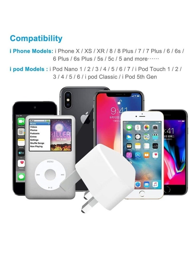 5V 1A Power Adapter Supply, USB Charger Cable and Plug Compatible for i Phone 5S, 6, 6S, 6 Plus, 6S Plus, 7, 7 Plus, 8, 8 Plus, XS, X, XS Max, 11, XR, i Pod Touch 5G Power Cord - Image 2