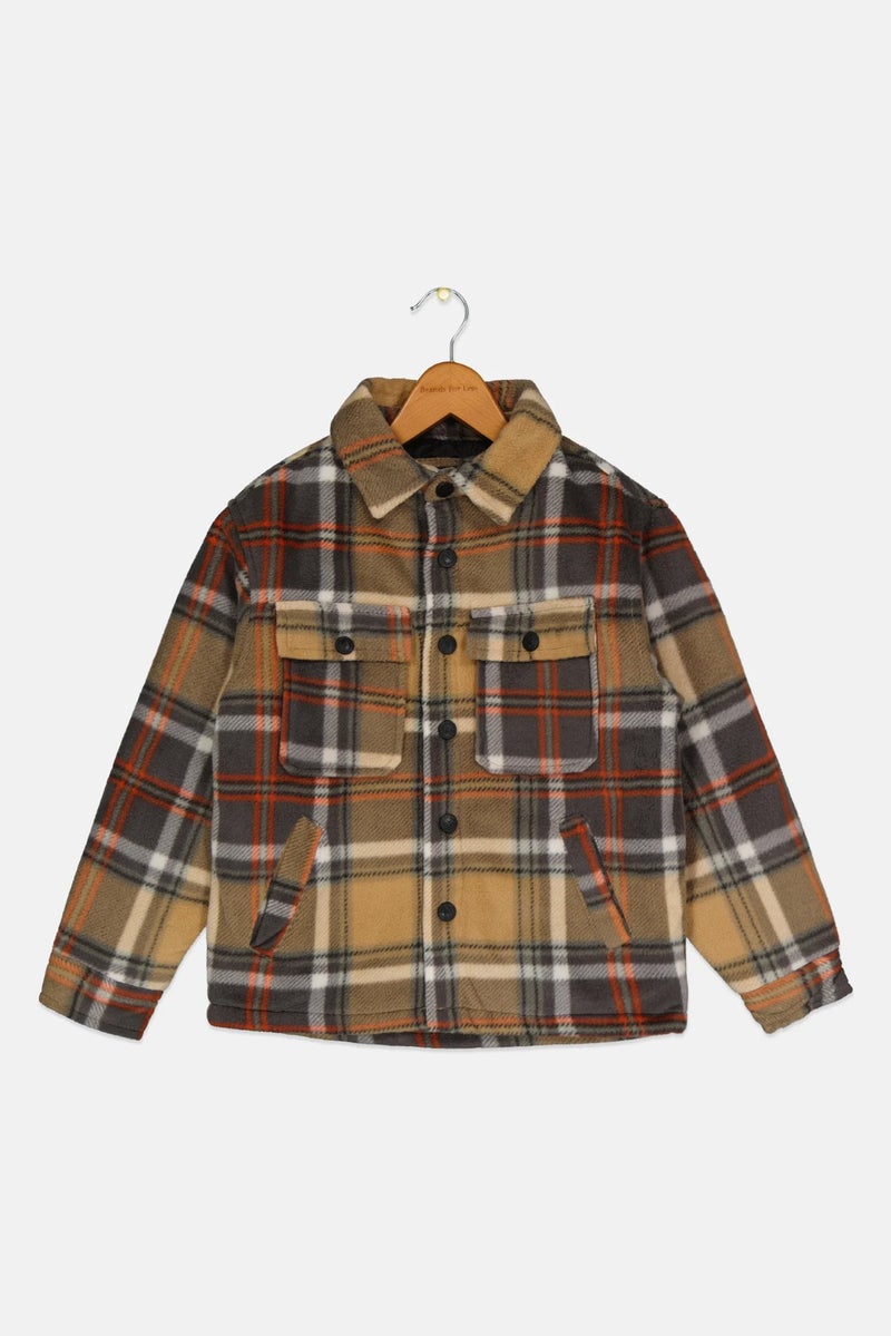 Hawk Kids Boy Checkered Long Sleeves Casual Shirt, Multicolor - Image 3