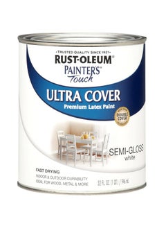 RUST-OLEUM 1993502 Painter'S Touch Brush Multi Purpose Enamel Paint 1 Quarts (Pack Of 1) Semi Gloss White 32 Fl Oz  - Image 1