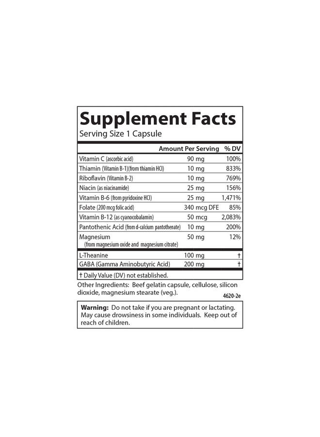 Carlson - Totally Zen, GABA, L-Theanine & B Vitamins, Healthy Mood, Promotes Calmness & Mental Clarity, 30 Capsules - Image 4