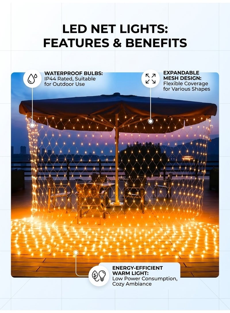 LED Net Lights Expandable Mesh Design IP44 Waterproof for Outdoor Use - Image 2