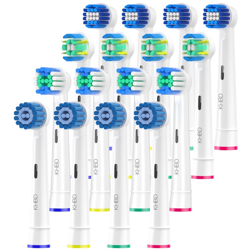 KHBD 16 Pack Replacement Heads for Oral B Braun- Includes 4 Sensitive Brush, 4 Precision Brush, 4 Deep Cleaning, 4 Floss Cleaning Toothbrush Heads - Image 1