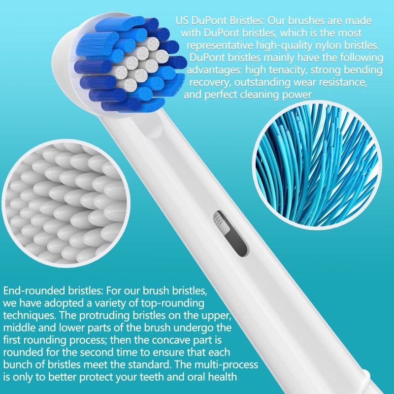 KHBD 16 Pack Replacement Heads for Oral B Braun- Includes 4 Sensitive Brush, 4 Precision Brush, 4 Deep Cleaning, 4 Floss Cleaning Toothbrush Heads - Image 5