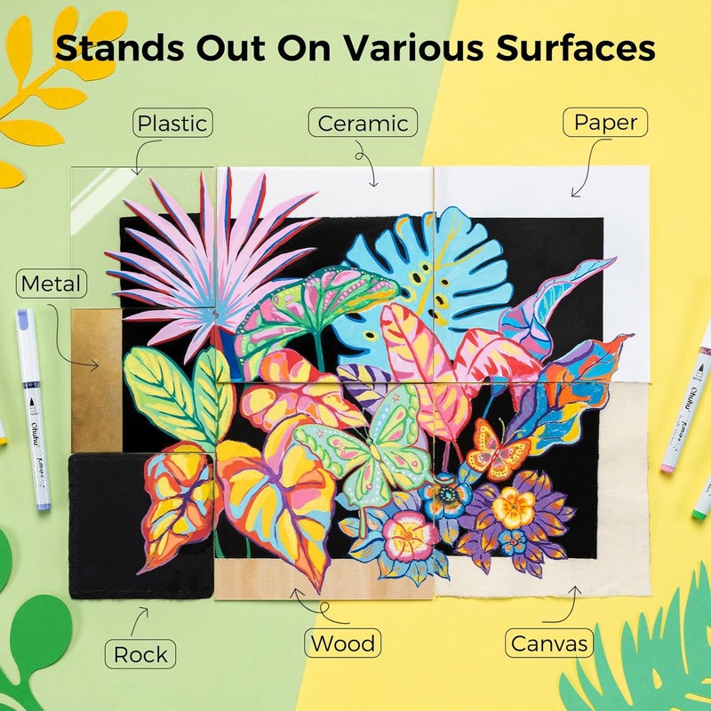 Ohuhu Kahuku Acrylic Paint Markers - 72 Colors with Brush Tip - Image 3