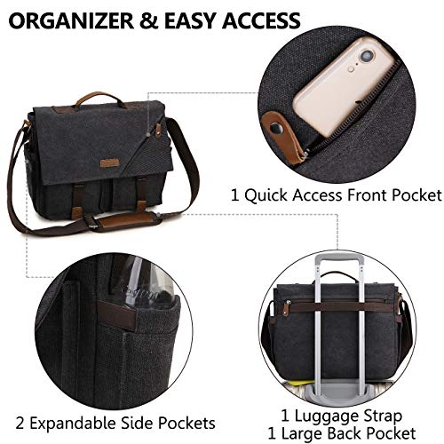 VX VONXURY Messenger Bag for Men,VONXURY Water Resistant Vintage Canvas Satchel 14 Inch Laptop Briefcase Shoulder Bookbag for Business Work - Image 5