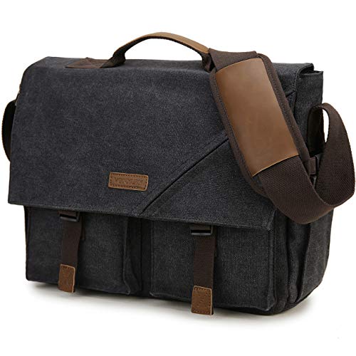 VX VONXURY Messenger Bag for Men,VONXURY Water Resistant Vintage Canvas Satchel 14 Inch Laptop Briefcase Shoulder Bookbag for Business Work - Image 1