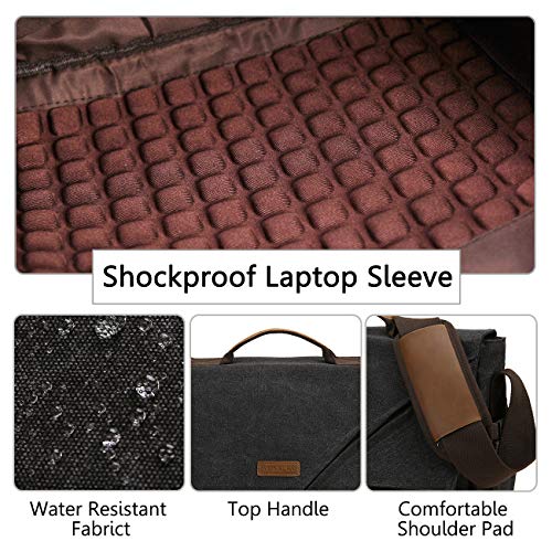 VX VONXURY Messenger Bag for Men,VONXURY Water Resistant Vintage Canvas Satchel 14 Inch Laptop Briefcase Shoulder Bookbag for Business Work - Image 2