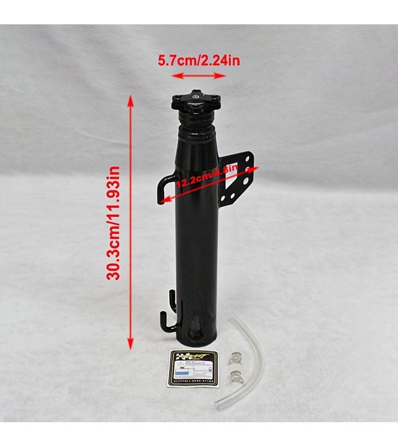 Universal Silvery Blue Aluminum Car Engine Oil Tank Fuel Coolant Overflow Bottle Radiator Reservoir - Image 2