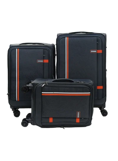 GIORDANO GIORDANO Jodo Series Luggage Set Grey, 3 Piece Soft Nylon Lightweight Durable Expandable 4 Wheels Suitcase Trolley Bag With Secure TSA Combination Lock.(20/24/28 INCH)