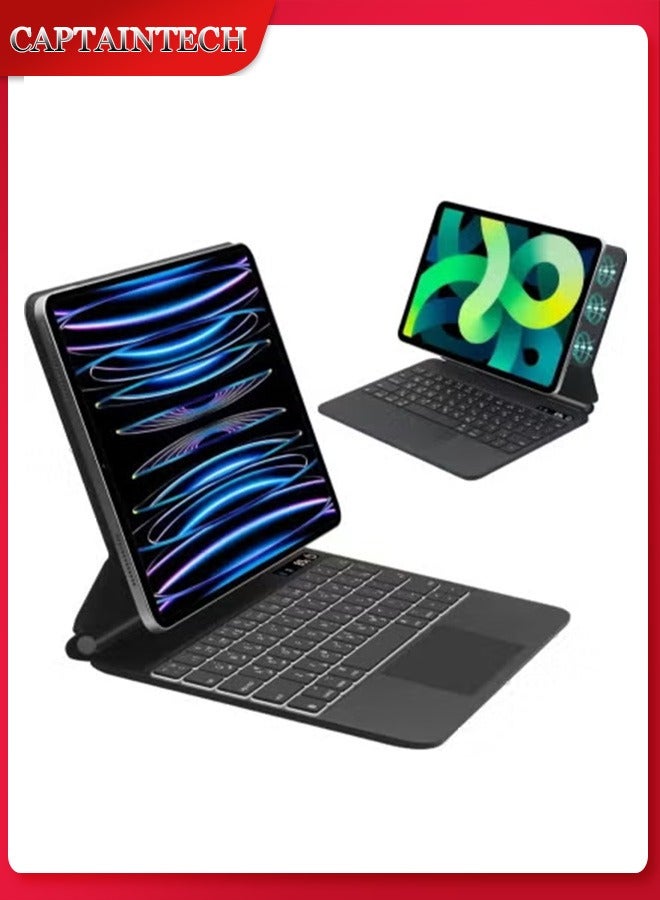 Captaintech Arabic Magic Keyboard Cover for iPad Air 6th Generation 11 (2024), Air 5th/4th Generation 10.9 iPad Pro 11 (2018-2022) - Magnetic Backlit Keyboard with Smart Touchpad - Image 1