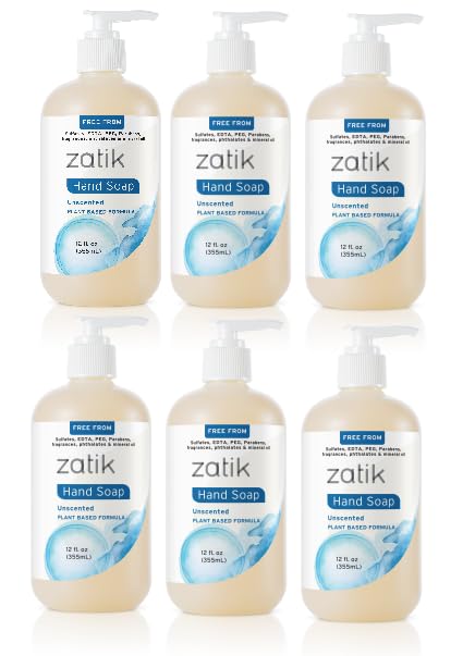 Zatik Naturals  Liquid Hand Soap Unscented Moisturizing Handwash 12 fl oz Pack of 6