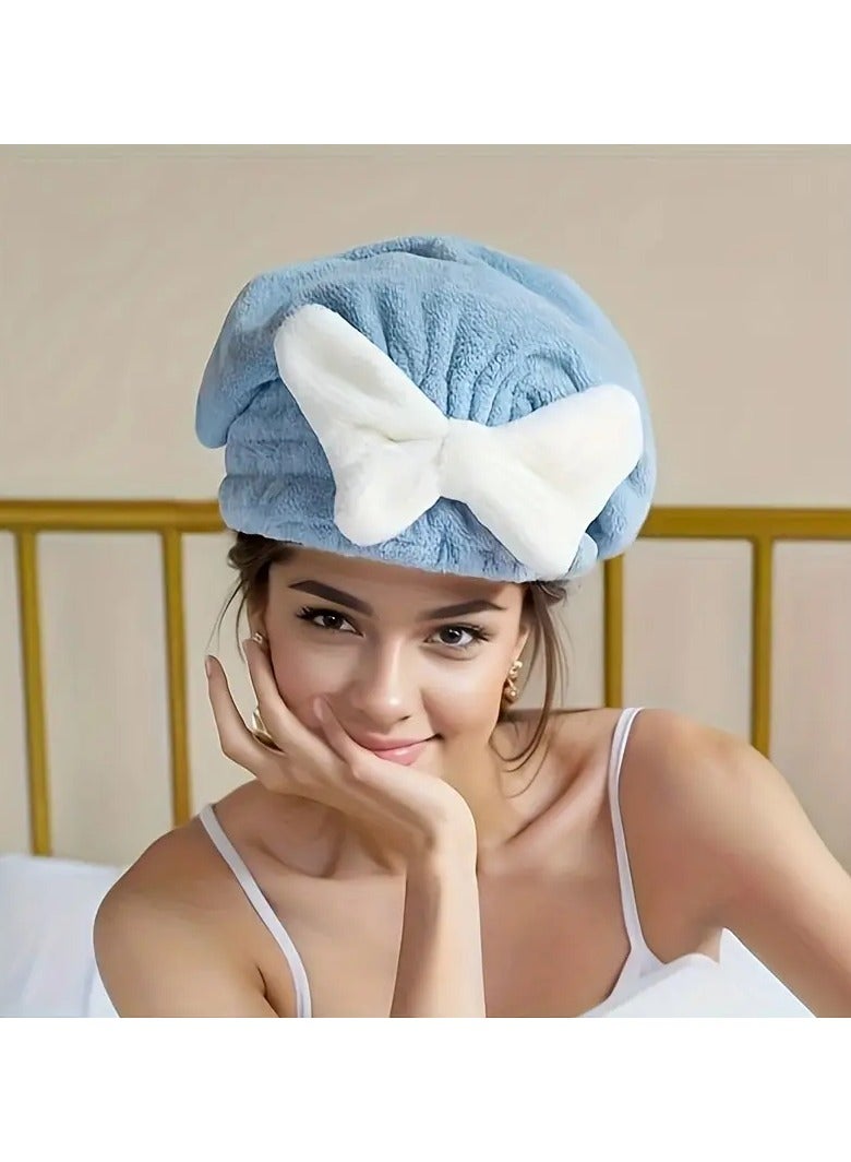 Goolsky قبعة تجفيف الشعر الناعمة 1 قطعة مع قوس، منشفة شعر من الفليس كورال للحمام، قبعة استحمام سريعة الامتصاص للنساء، منشفة لف الشعر للشعر الطويل الكثيف الرطب، مستلزمات الحمام - Image 5