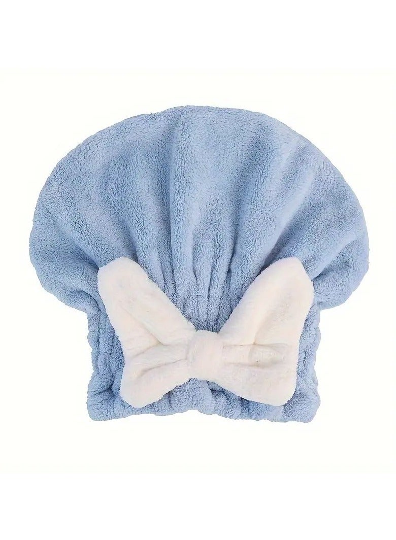 Goolsky قبعة تجفيف الشعر الناعمة 1 قطعة مع قوس، منشفة شعر من الفليس كورال للحمام، قبعة استحمام سريعة الامتصاص للنساء، منشفة لف الشعر للشعر الطويل الكثيف الرطب، مستلزمات الحمام - Image 2