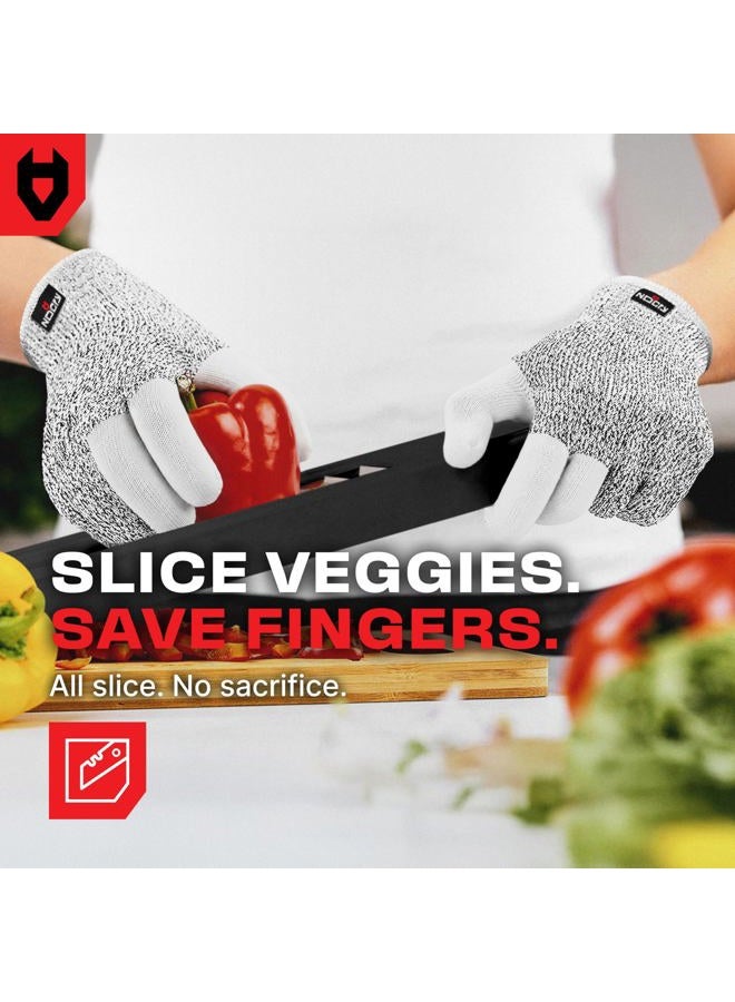 NoCry Cut Resistant Kitchen and Work Safety Gloves with Reinforced Fingers and Level 5 Protection; Ambidextrous, Machine Washable, and Food Safe. Large - Image 4
