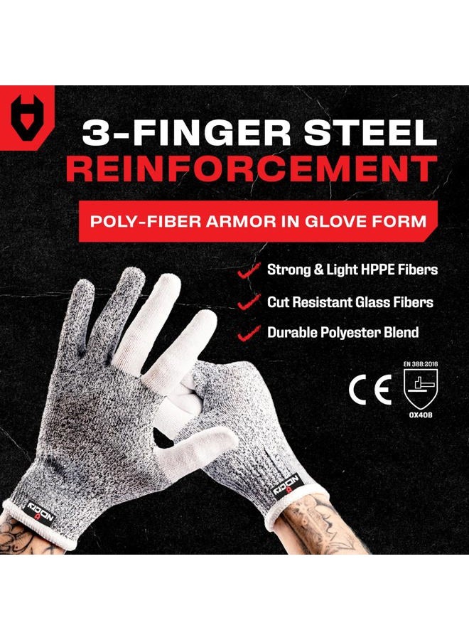 NoCry Cut Resistant Kitchen and Work Safety Gloves with Reinforced Fingers and Level 5 Protection; Ambidextrous, Machine Washable, and Food Safe. Large - Image 3