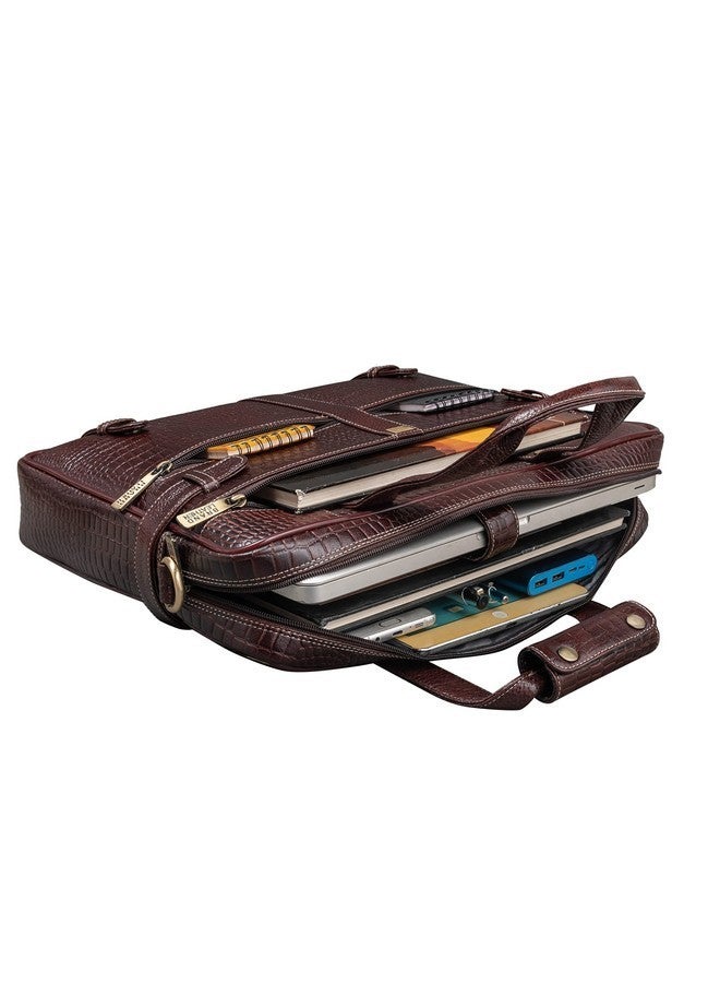 Brand Leather حقيبة لابتوب جلدية 15.6 بوصة من BRAND LEATHER (بني بيني) - Image 4
