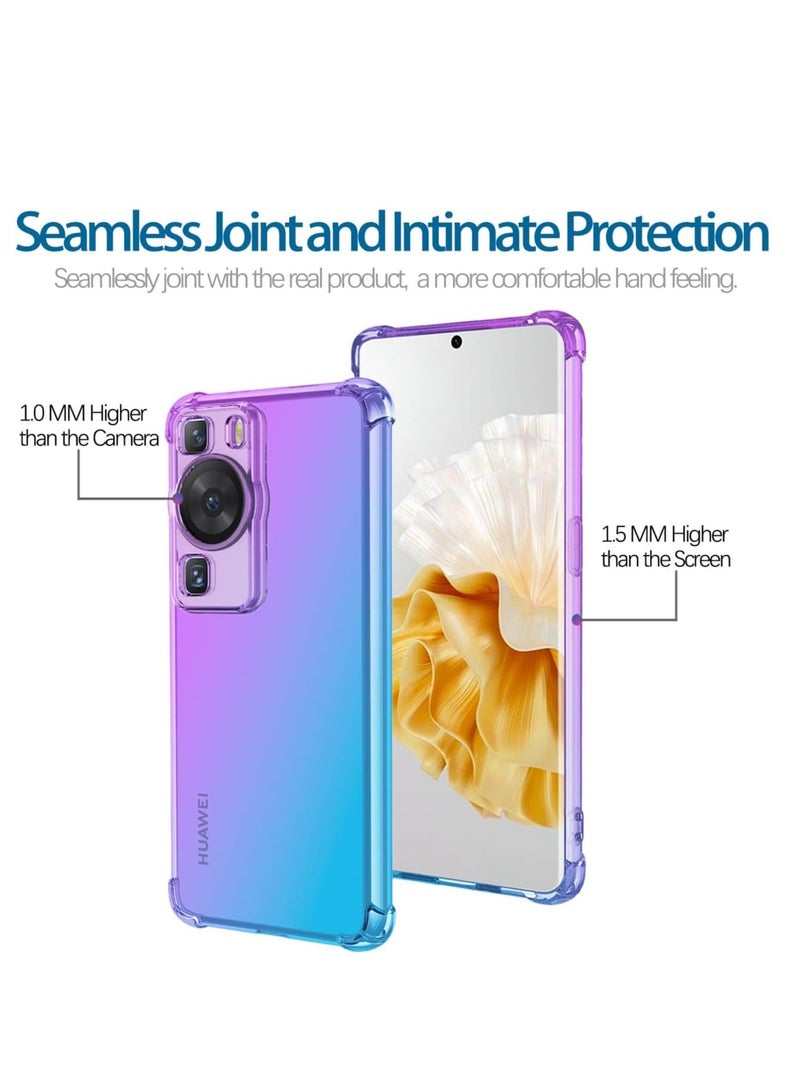 Y&D Phone Case for Huawei P60 Pro, MNA-AL00, Clear Gradient Slim Anti Scratch TPU Shockproof Anti-fall Protective Cover pro, 1 Pcs, Purple and Blue - Image 2