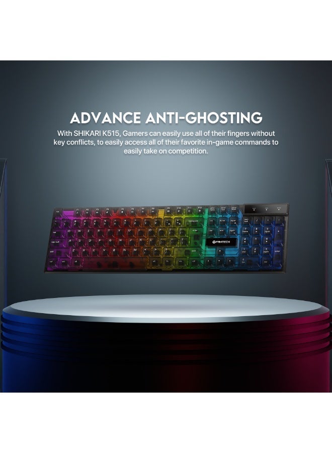 FANTECH SHIKARI K515 Transparent RGB Gaming Keyboard, Backlit Gaming Keyboard for PC, Stylish Clear Design for Gaming & Office - Image 4