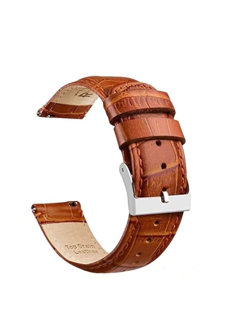 Watch 22mm Leather Crocodile Pattern For Huawei GT3 46 -GT2 46-GT2 Pro- GT2e Camel - Image 1