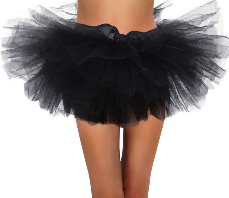Simplicity Tutus for Women 5-Layered Tulle Tutu Party Dance Skirt Ballerina Dress Petticoat Tutu Skirt, Black Tutu - Image 1