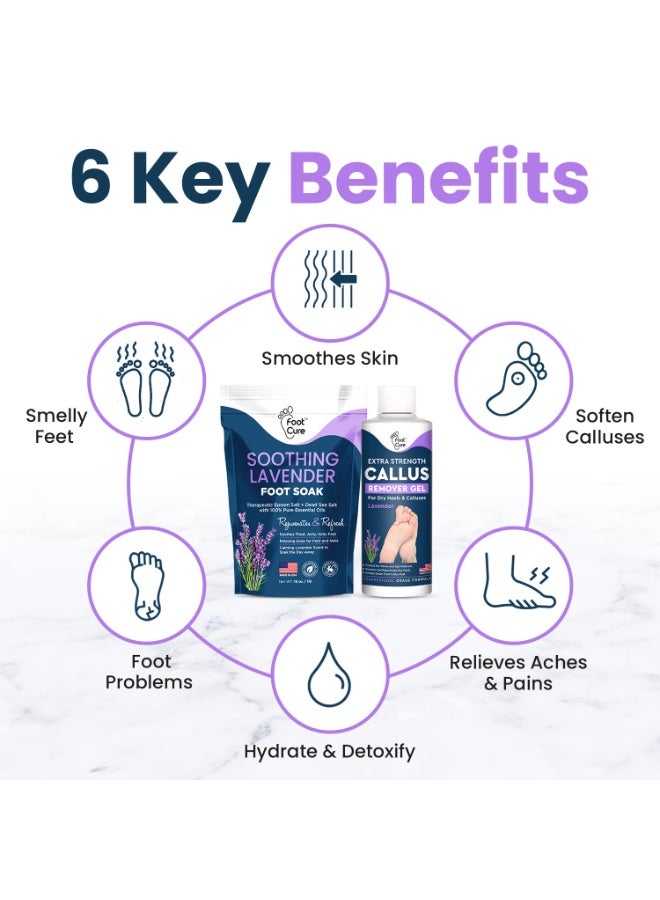 Foot Cure Lavender Foot Soak & Callus Remover Gel Kit - Extra Strength Callus Remover Gel for Feet, Remove Calluses with Epsom Salts, Dry Cracked Heels & Foot Odor, at Home Pedicure - Foot Care for Tired Feet - Image 2