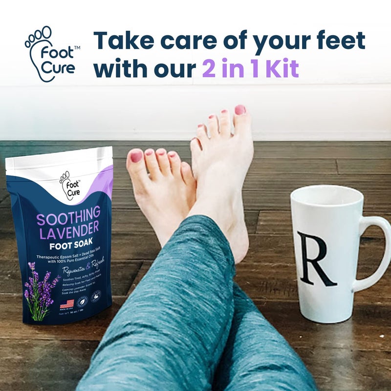 Foot Cure Lavender Foot Soak & Callus Remover Gel Kit - Extra Strength Callus Remover Gel for Feet, Remove Calluses with Epsom Salts, Dry Cracked Heels & Foot Odor, at Home Pedicure - Foot Care for Tired Feet - Image 5