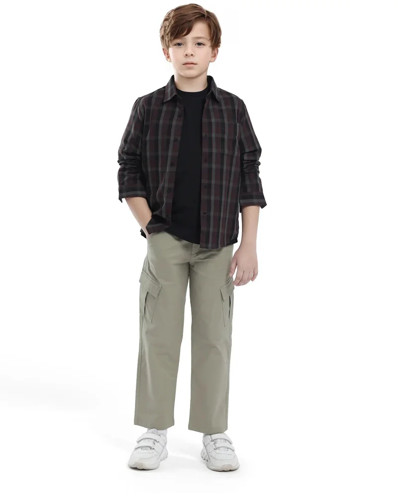 Rare Ones Rare Ones Kids Shilo Brown Cotton Full Sleeve Button Checked Regular Fit Shirt